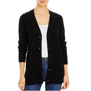 NWOT Like New C by Bloomingdale's 100 Cashmere Black Grandfather Cardigan Size M